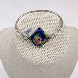 Sterling Silver 925 DICHRO RAINBOW MULTI COLOR BRACELET BANGLE